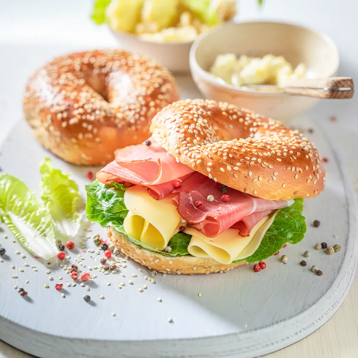 Käse-Schinken Bagel